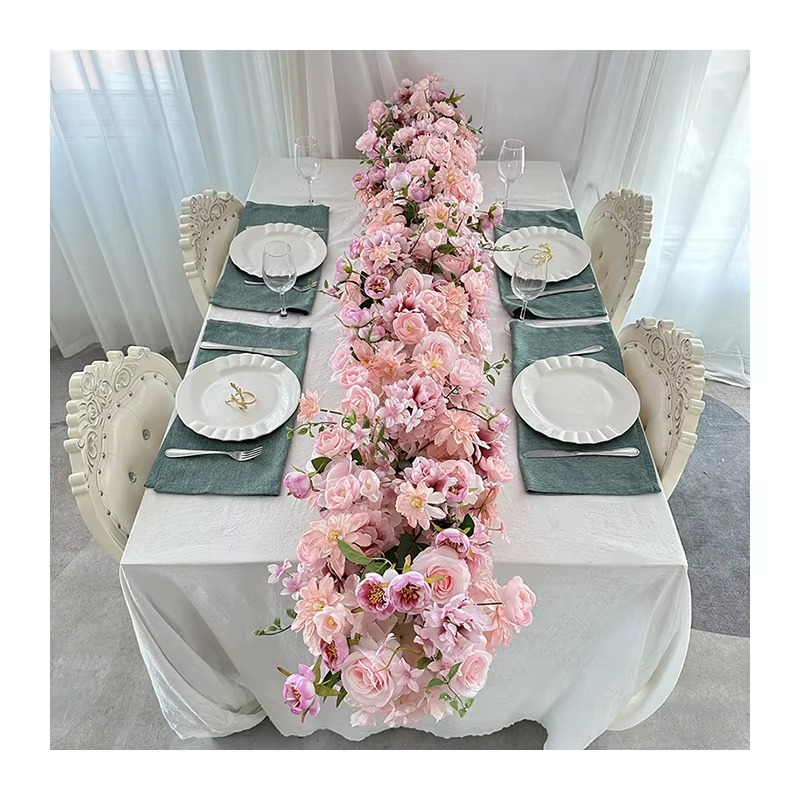 CQ14 Wedding Table Centerpiece Champagne Rose Wedding Flowers Arrangement Christmas Decoration Flower Ball Table Runner