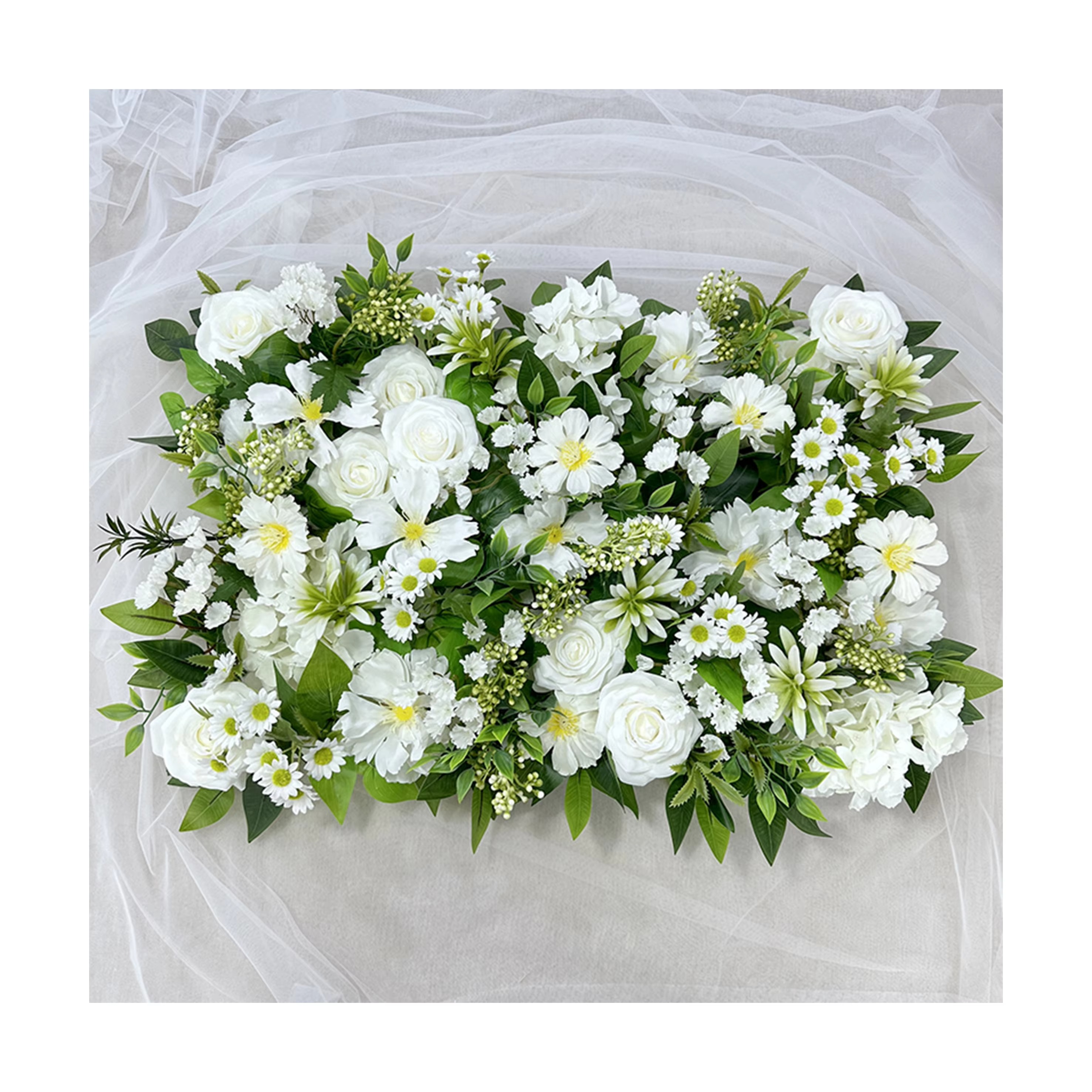 Artificial White Green Color Decoration Flower Wall Designer custom Wedding venue decoration