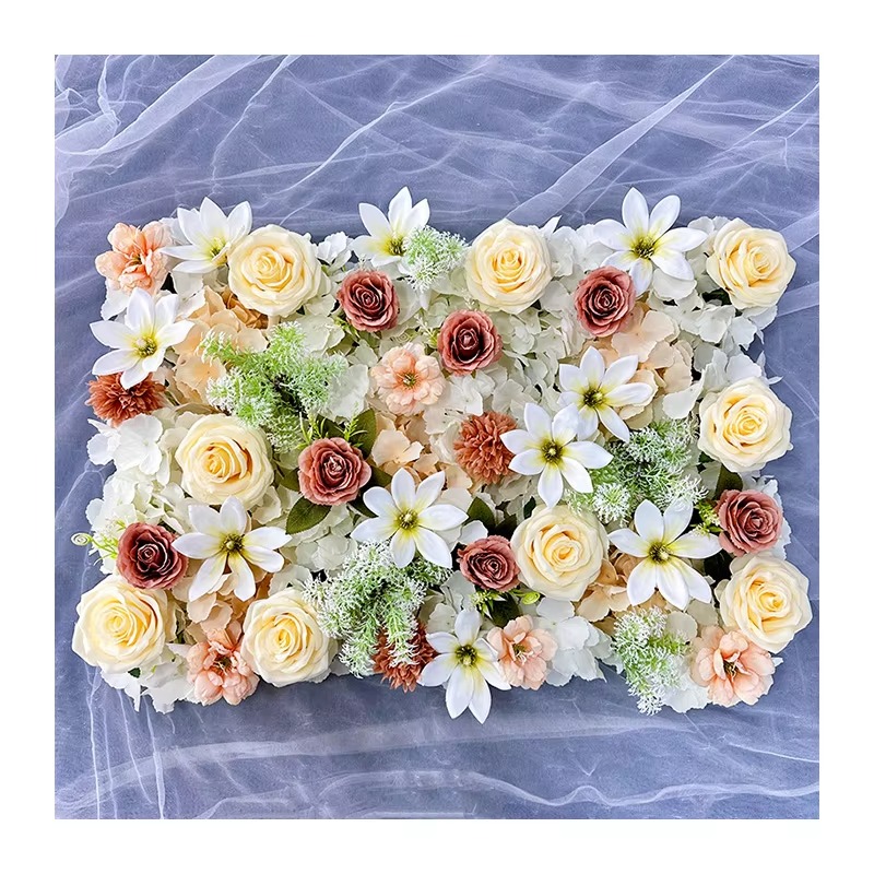  Small Flower Row D109 Light Yellow Light Pink Rose Flower Wall Wedding Decoration High Quality Factory Wholesale