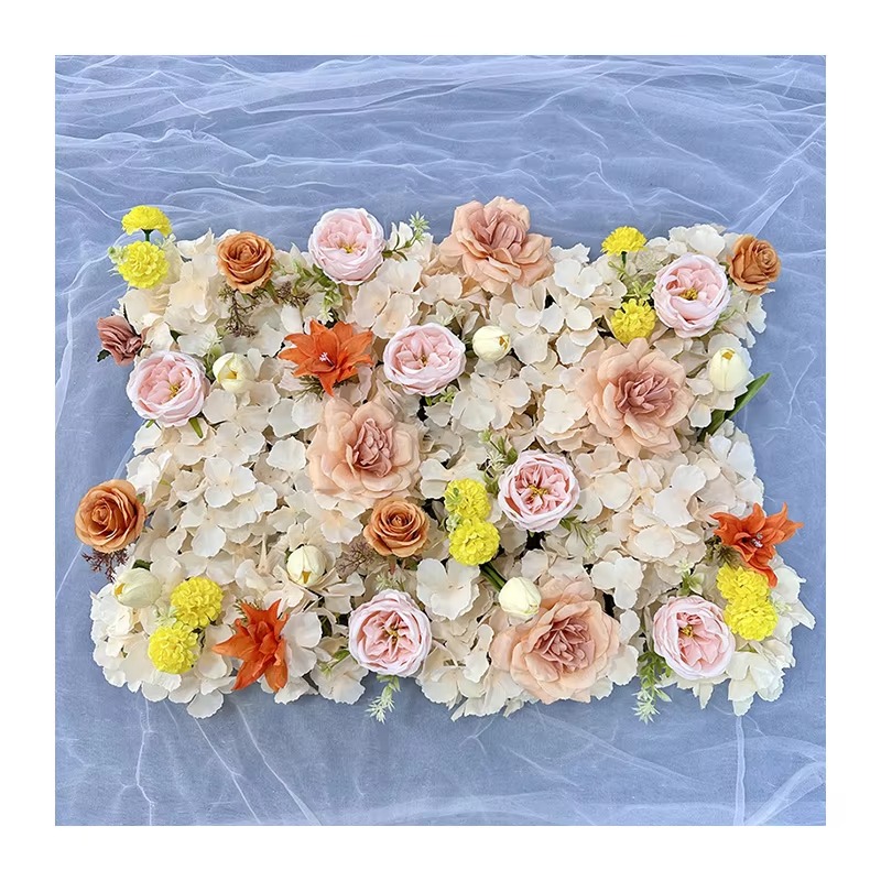 Small Flower Row D91 Orange champagne Artificial Flower Wall Wedding Party Background Wall