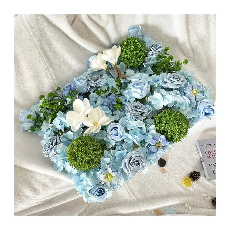 Small Blue Style Artificial Flower Wall D110 High Quality Wedding Party Background Decoration for Christmas Room Decor