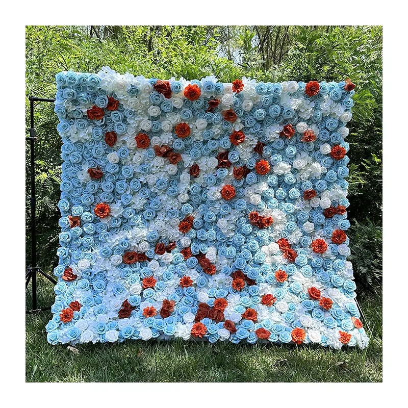 Wedding road layout silk flower MYQ10 Blue Orange White Wedding Background Wall High Quality