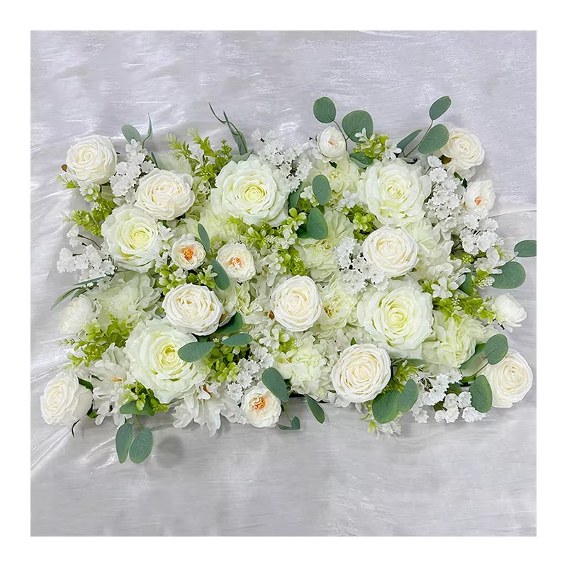 Hot Selling Artificial Flower Backdrop Peony Floral Wall Wedding White Rose Silk Flowers Panel Decorative