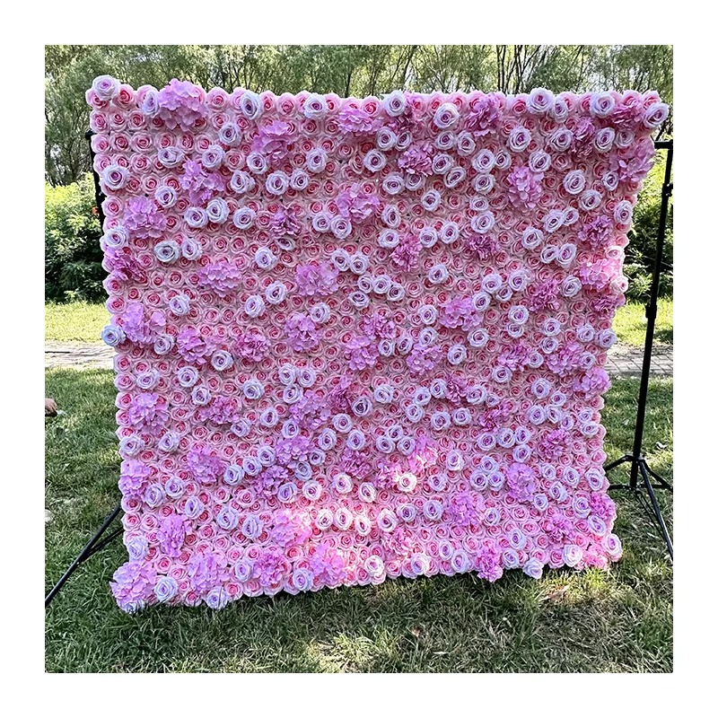 Wedding road layout silk flower Pink Flower Wall Wedding Background Wall High Quality