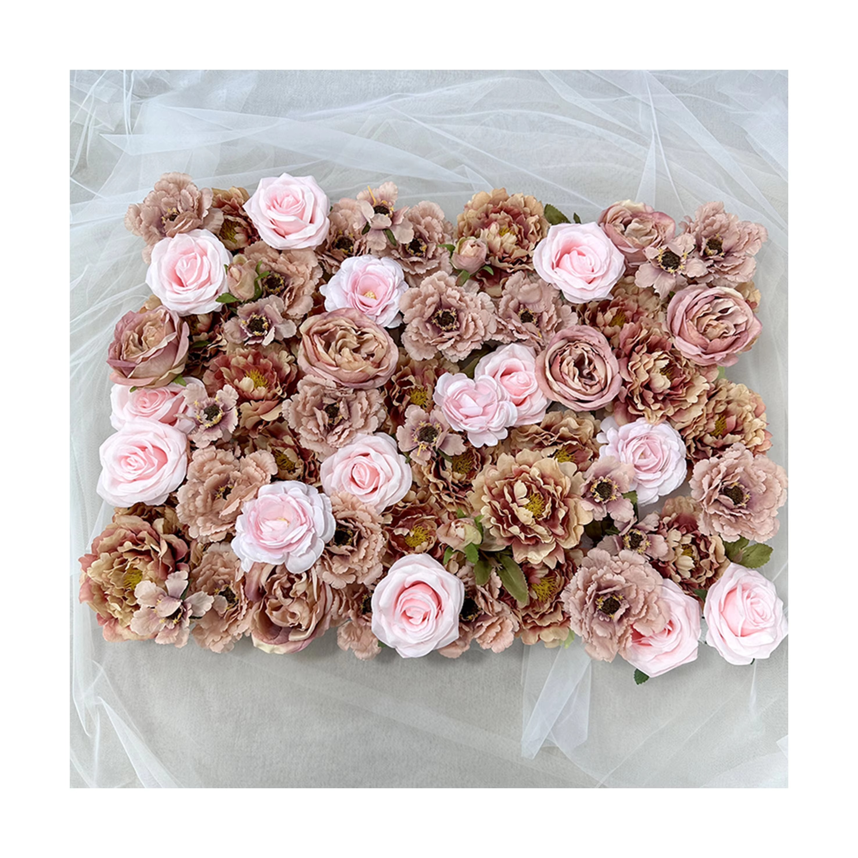 Artificial Pink Coffee Color Rose Peony Flower Wall New design Designer Custom Wedding Dinner Table Decoration