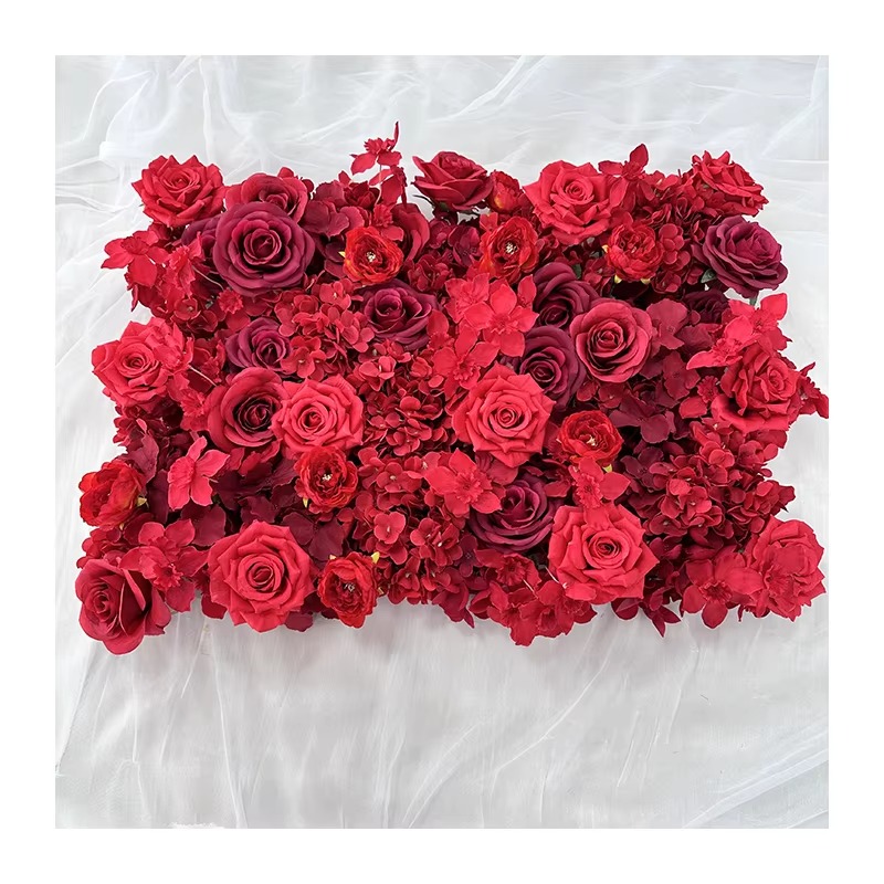 Flower Wall Wedding Red Roses Flowers Peony Backdrop Hydrangea Roll Up Artificial Walls Decoration